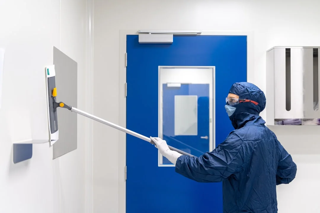A woman carefully wraps a sofa in protective material while packing boxes in a bright room.